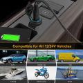 Dual Usb Car Charger Socket for 12v-24v Motorcycle Boat Blue Light