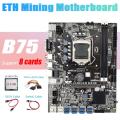 B75 Eth Mining Motherboard 8xpcie to Usb+i3 2100 Cpu+4pin to Sata
