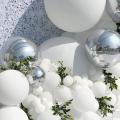 White Silver Balloon Garland Arch Kit-125 Pieces Confetti Balloons