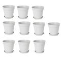 10 Pack Plastic Planters with Drainage Holes and Tray for Succulents