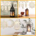 8 Pcs Eid Ramadan Mubarak Decorations Hanging Wooden Lantern