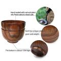 4 Pcs Wood Bowls Serving Tableware for Rice, Soup, Dip, Wooden Bowl