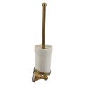 Antique Brass Bathroom Toilet Brush Set Holder Brush with Ceramic Cup