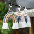 3 Pieces Weaving Rainbow Keychains for Women Boho Handmade Keyring
