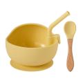 Silicone Bowl Set with Straw Children's Spoon Tableware Yellow