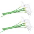 12 Pcs Artificial Flower - White Yellow Heart 34cm