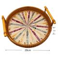 New Rattan Bread Basket Woven Snack Fruit Plate Rattan Tea Tray, L