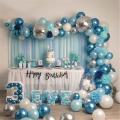 85pcs Blue White Silver Metal Balloon Garland Wedding Party Decor