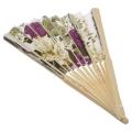 2x Women's Summer Wedding Floral Pattern Fabric Hand Fan White Purple