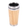 Bamboo Coffee Cup Stainless Steel with Leak-proof Cover