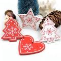 16pcs Mixed Diy White&red Tree/heart/star Wooden Xmas Tree Ornaments