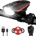 Bike Lights Set with Horn 1400lm Usb Rechargeable Headlight,red