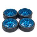 4pcs Metal Wheel Rim Hard Plastic Drift Tire Tyres,5