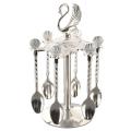 Decorative Swan Base Holder with 6 Spoons for Fruit Ice Cream Cake B
