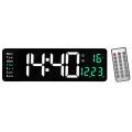 Remote Control Electronic Wall Clock Wall-mounted Dual Alarms Green