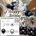 187pcs Black&white&silver Latex Balloon Garland Arch Kit