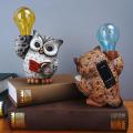 1pcs Mini Owl Figurine Miniatures Garden Solar Lights Night A