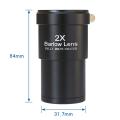 Barlow Lens 2x 1.25 Inch for Telescope Filters for Astrophotography