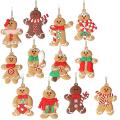 12 Pack Gingerbread Man Ornaments for Christmas Tree Decorations