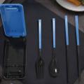 3 In 1 Folding Abs Material Cutlery Chopsticks Spoon Fork - Blue