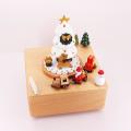 Wooden Music Box Santa Claus Christmas Tree Train Boxes Home Decor