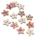 50pcs 2 Holes Colorful Wooden Scrapbook Sewing Buttons (star)