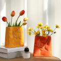 Morandi Color Ceramic Vase Creative Tote Bag Vase Orange