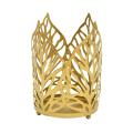 Nordic Iron Hollow Leaf Candlestick Wrought Iron Holder Decor (gold)