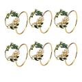 Napkin Ring Golden Pearl Flower Napkin Rings Set Of 6 Metal Napkin
