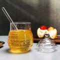 Glass Honey Jar Glass Honey Pot with Dipper & Lid Jar Container 250ml