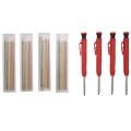 4 Carpenter Pencil with 30 Refills for Wood Marker Drawing Scriber