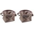 Woven Storage Basket Hemp Rope Flower Pot Box Dark Color 14x17x16cm
