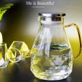 Glass Pitcher 1500ml with Lid, Diamond Pattern, for Hot/cold Water