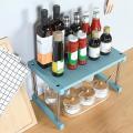 Kitchen Cabinet Counter Shelf Organizer Expandable Stackable White
