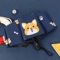 Cartoon Dog Corgi Umbrella for Women Uv Rainproof Umbrella Navy