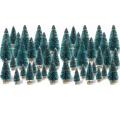 120 Pieces Mini Sisal Snow Frosted Trees Winter Pine with Wood Base