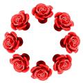 8pcs Rose Door Knobs Cabinet Handles Pull for Home Kitchen ( Red )