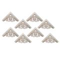 8 Pcs Unpainted Wood Carved Corner Onlay Applique Frame for Home
