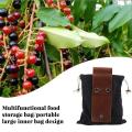 Collapsible Canvas Foraging Pouch Pu Leather Belt Pouch(black)