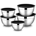5 Pcs Mixing Bowl,stainless Steel Stackable Salad Bowl with Airtight