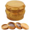 Wooden 4-layer Grinder with Pollen Scraper for Home Wood Color