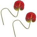 2pcs Artificial Anthurium Flowers for Home Decor Wedding Dark Red