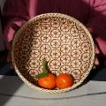 Bamboo Picnic Tray Handmade Room Snack Fruit Bowl Vegetable Basket