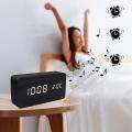 Wooden Led Alarm Clocks Digital Display Table Clock Brown