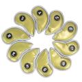 10pcs Golf Iron Headcover with Number Tags Club Head Cover Gold