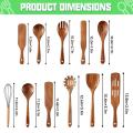 Wooden Spoons for Cooking,11pcs Kitchen Utensil Set, for Cookware