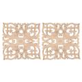 2x Wooden Decal European-style Applique Real Wood Carving 20x20x2cm