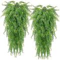 2 Pcs Artificial Hanging Ferns Hanging Uv Resistant Plastic Plants