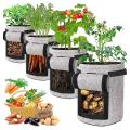 Potato Plant Bag,made Of Non Woven Fabric with Handle Set Of 4(grey)