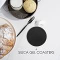 Silicone Black Drink Coasters Set Of 8 Non-slip Round Soft Black